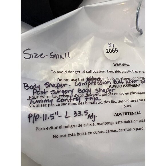 Women's Black Full Body Shaper with Adjustable Straps & Lace Trim Size Small - Picture 10 of 10